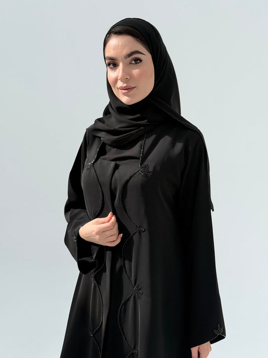 O 311 Noir Dual Handwork Abaya