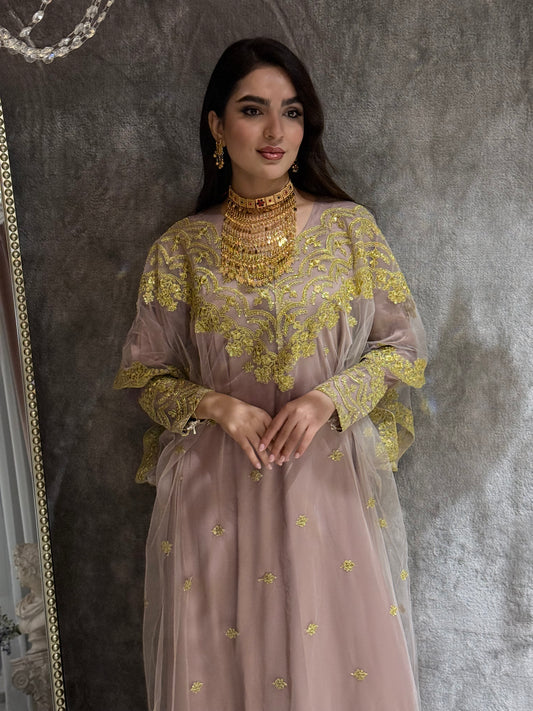 O 276 Light Purple Embroidered Tulle Dress