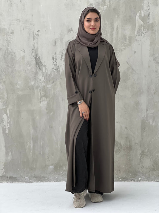 O 100 Dark Brown Coat-Style Abaya