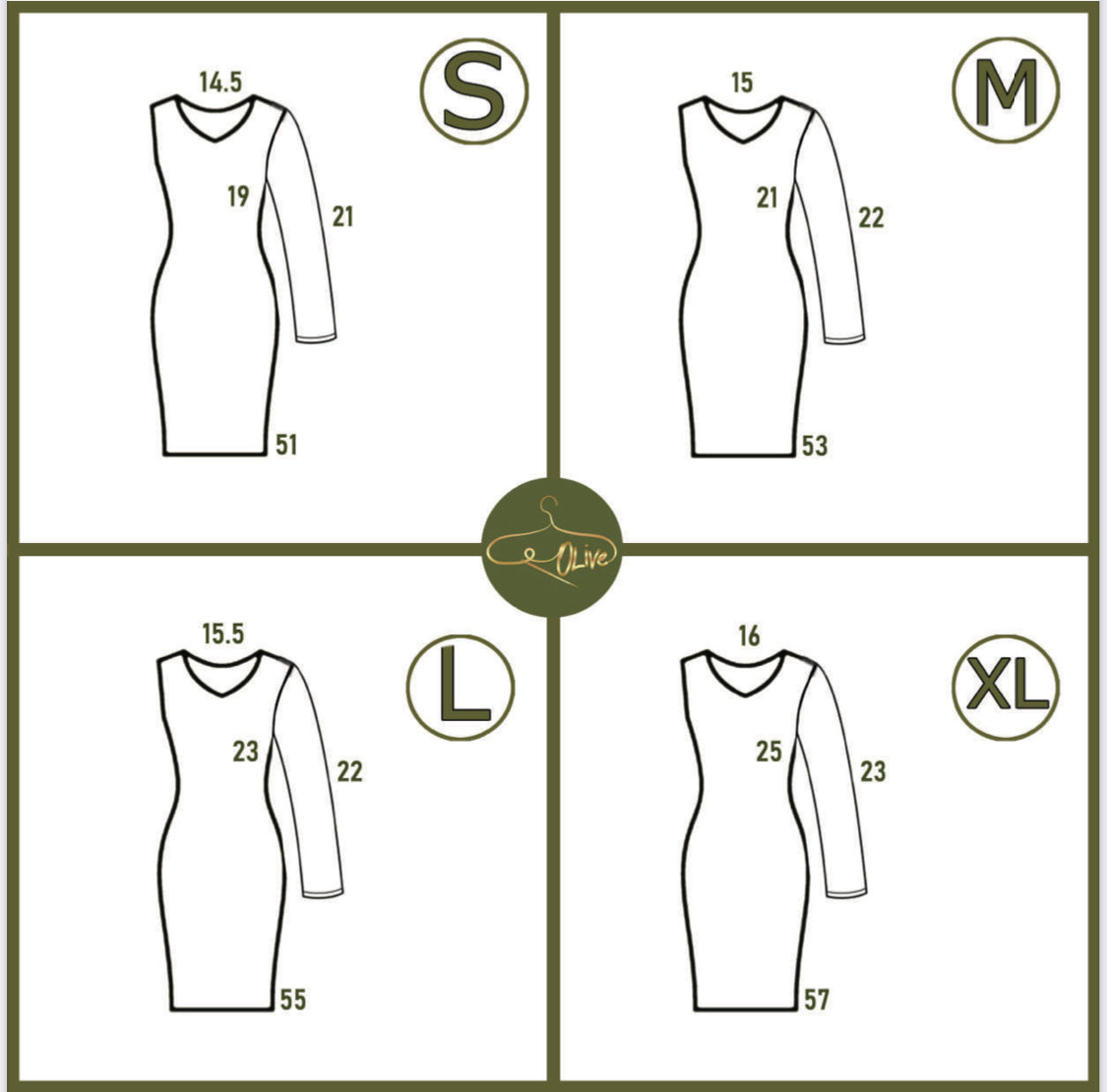 Size chart for a jalabiya dress with measurements in inches