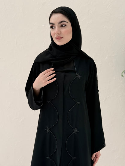 O 311 Noir Dual Handwork Abaya