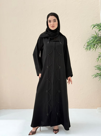 O 311 Noir Dual Handwork Abaya