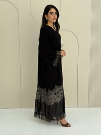 O 317 Noir Royale Gold & Silver Couture Abaya
