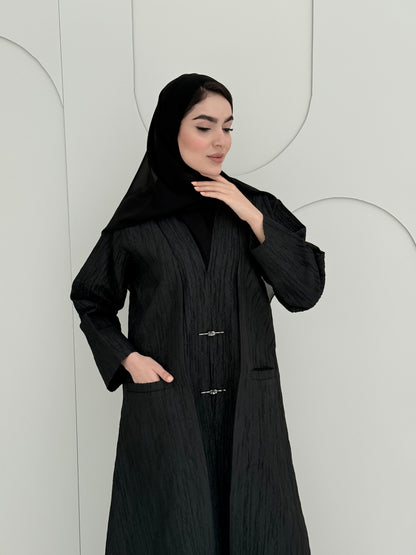 O 307 Noir Jacquard Daily Abaya
