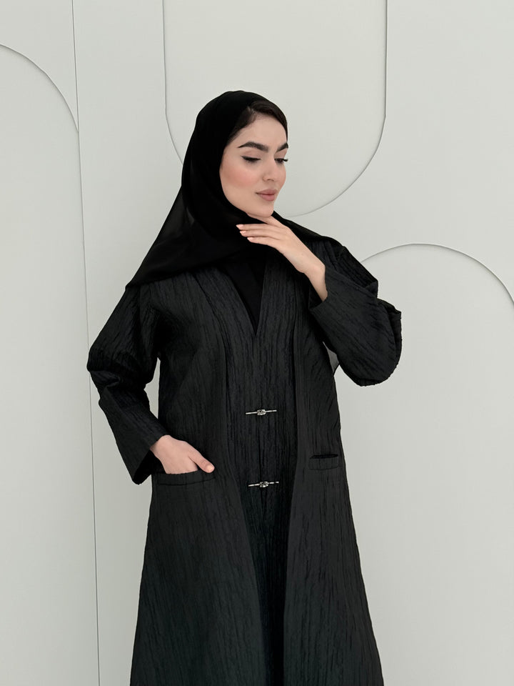 O 307 Noir Jacquard Daily Abaya