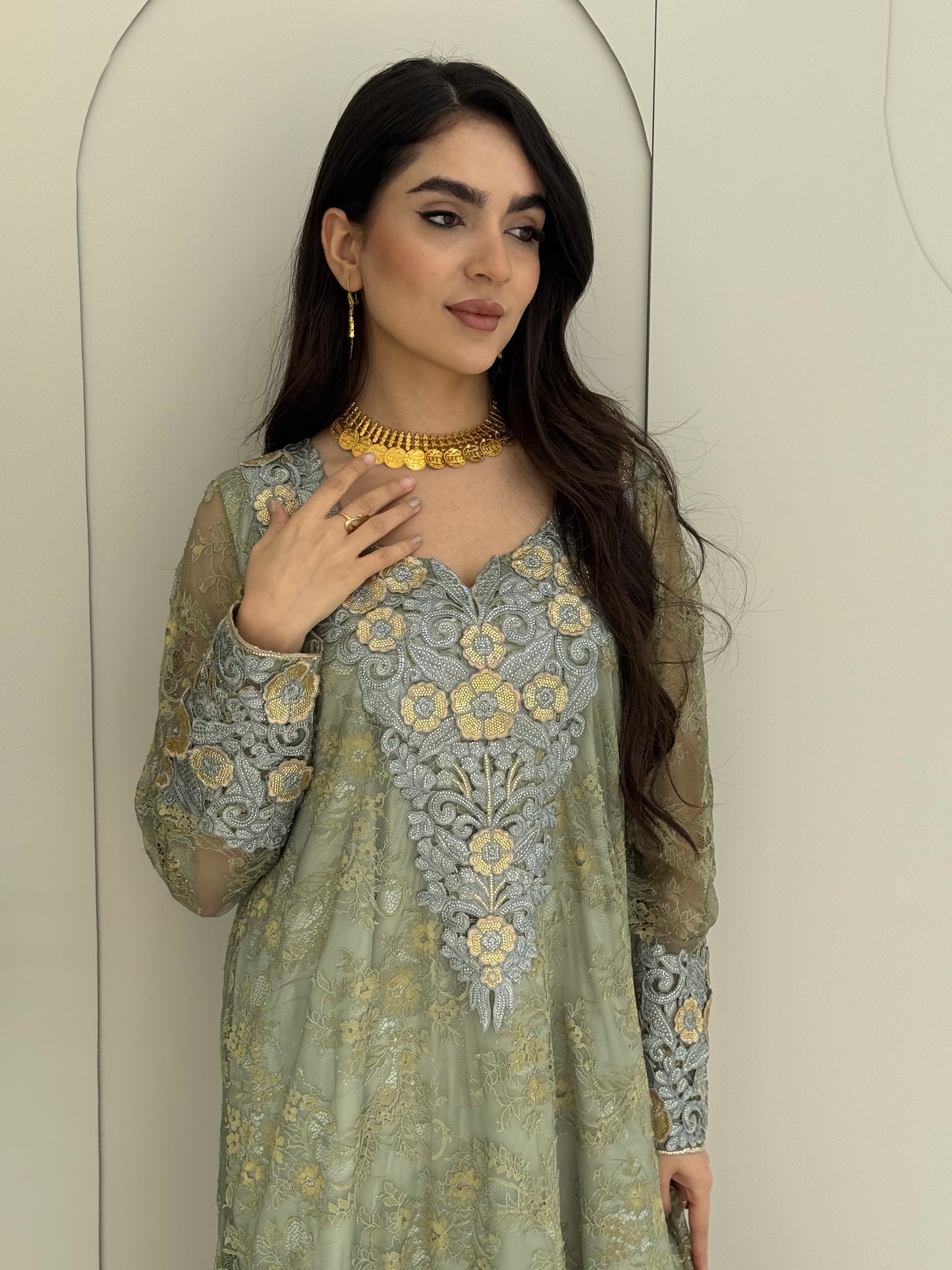 O 321 French Lace 3D Elegance Couture Dress