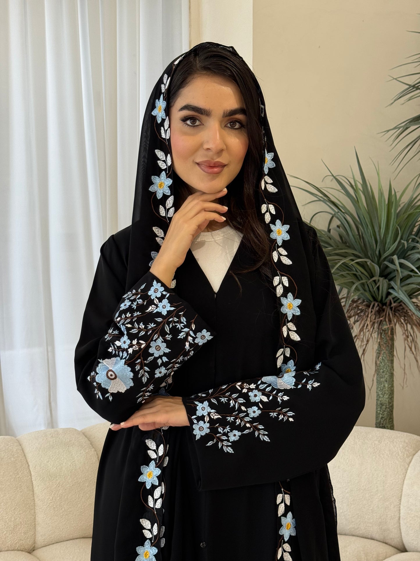 O 356 Embroidered Grace Abaya🩵