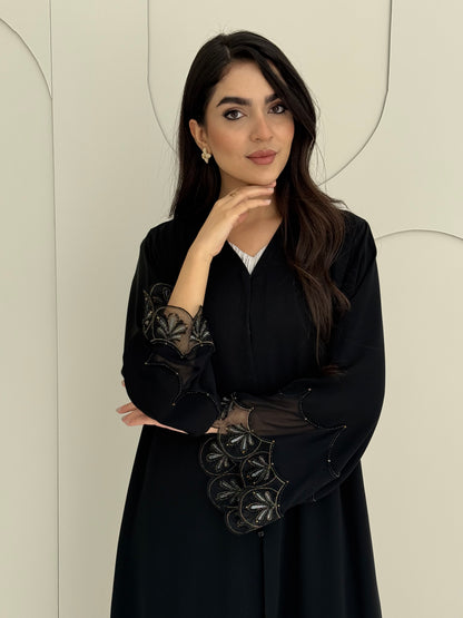 O 317 Noir Royale Gold & Silver Couture Abaya