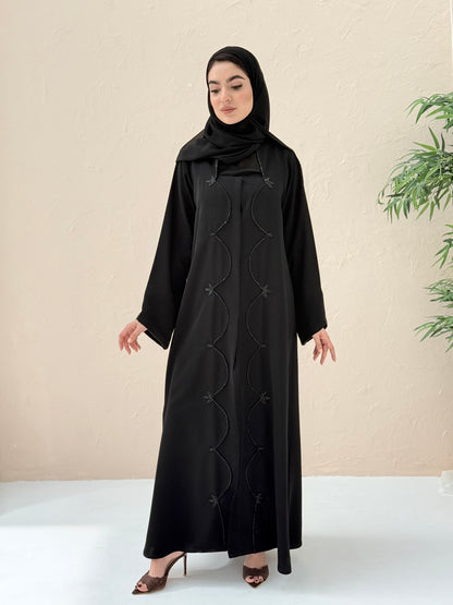 O 311 Noir Dual Handwork Abaya
