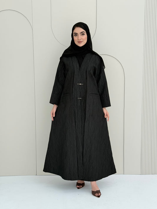 O 307 Noir Jacquard Daily Abaya