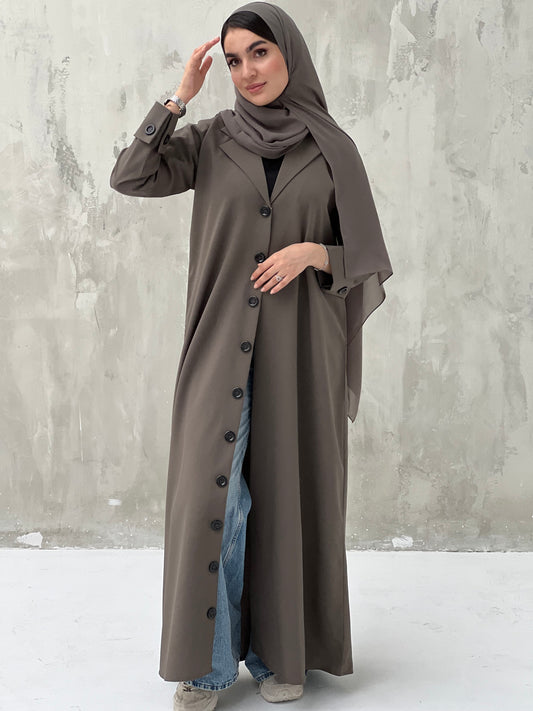 O 104 Olive Green Coat-Style Abaya