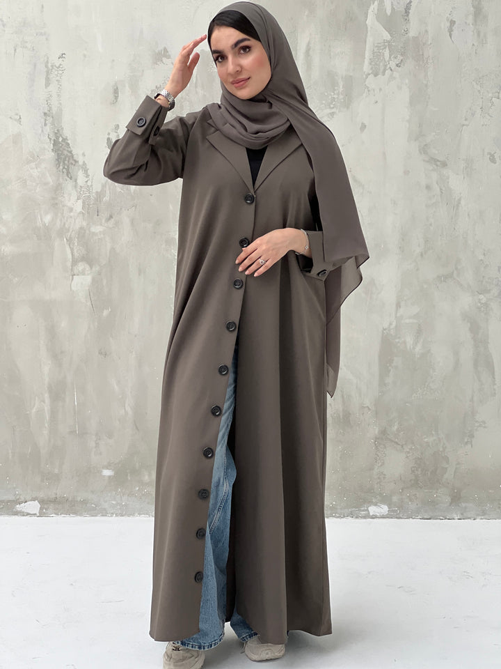 O 104 Olive Green Coat-Style Abaya