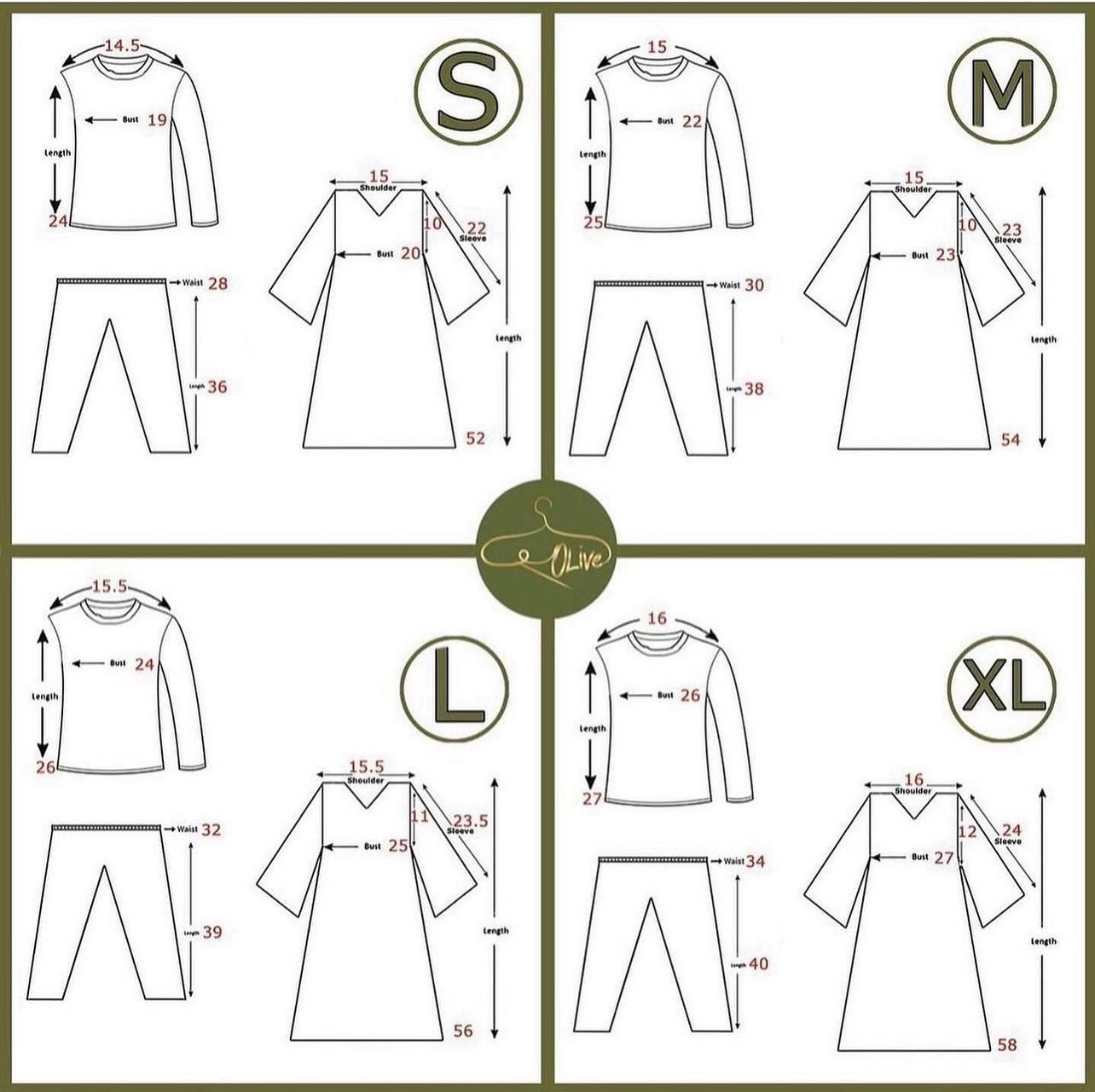 O 119 Abaya Sizing Chart