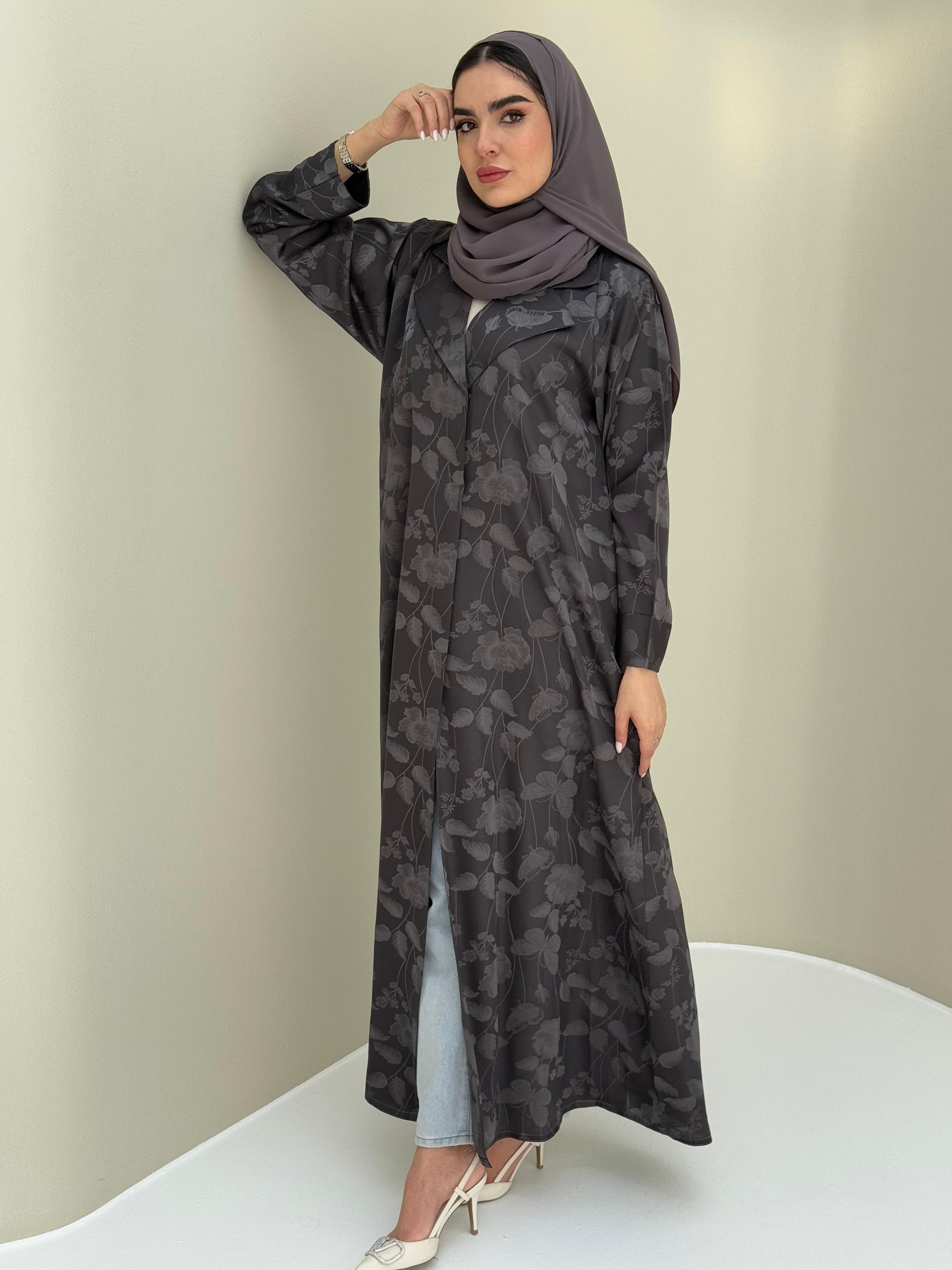 Dark Brown Satin Abaya