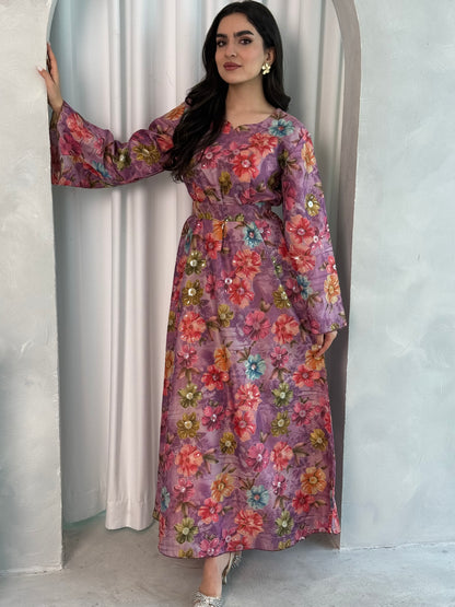 Silver Grey Floral Dress