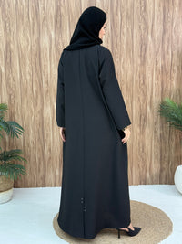 A black abaya designed with a structured blazer/coat style, this abaya is perfect for everyday office wear and casual events.