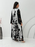 A black abaya, this luxurious piece is made of lace/dantel with a premium Nida fabric, this abaya is perfect for engagement and daytime weddings.