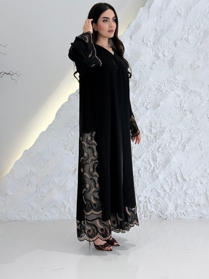 O 241 Premium Gold Hand-Embellished Abaya