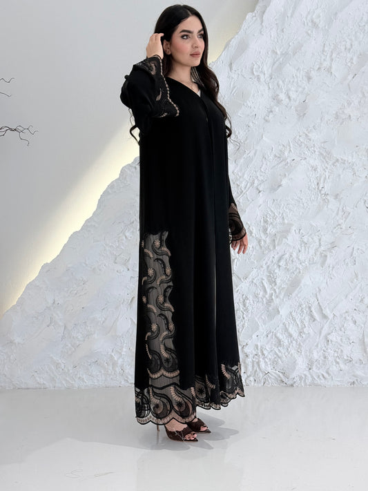 O 241 Premium Gold Hand-Embellished Abaya