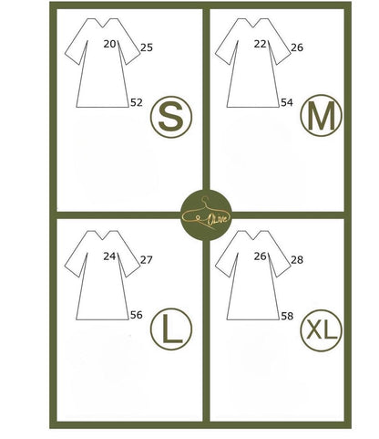 abaya sizing chart O