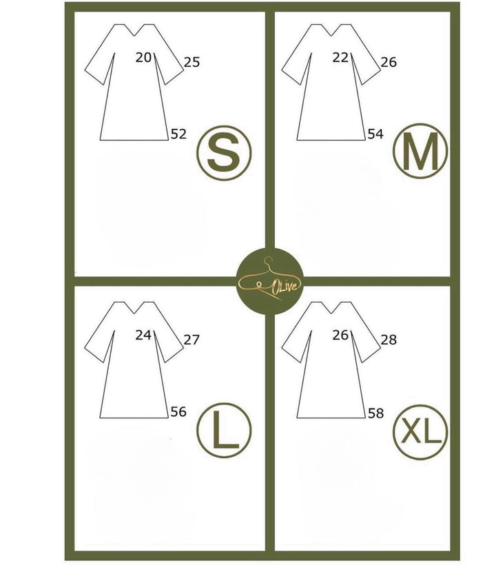 abaya sizing chart O
