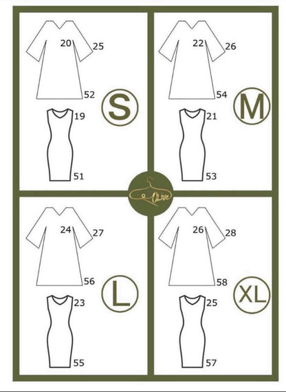 sizing chart olive abaya
